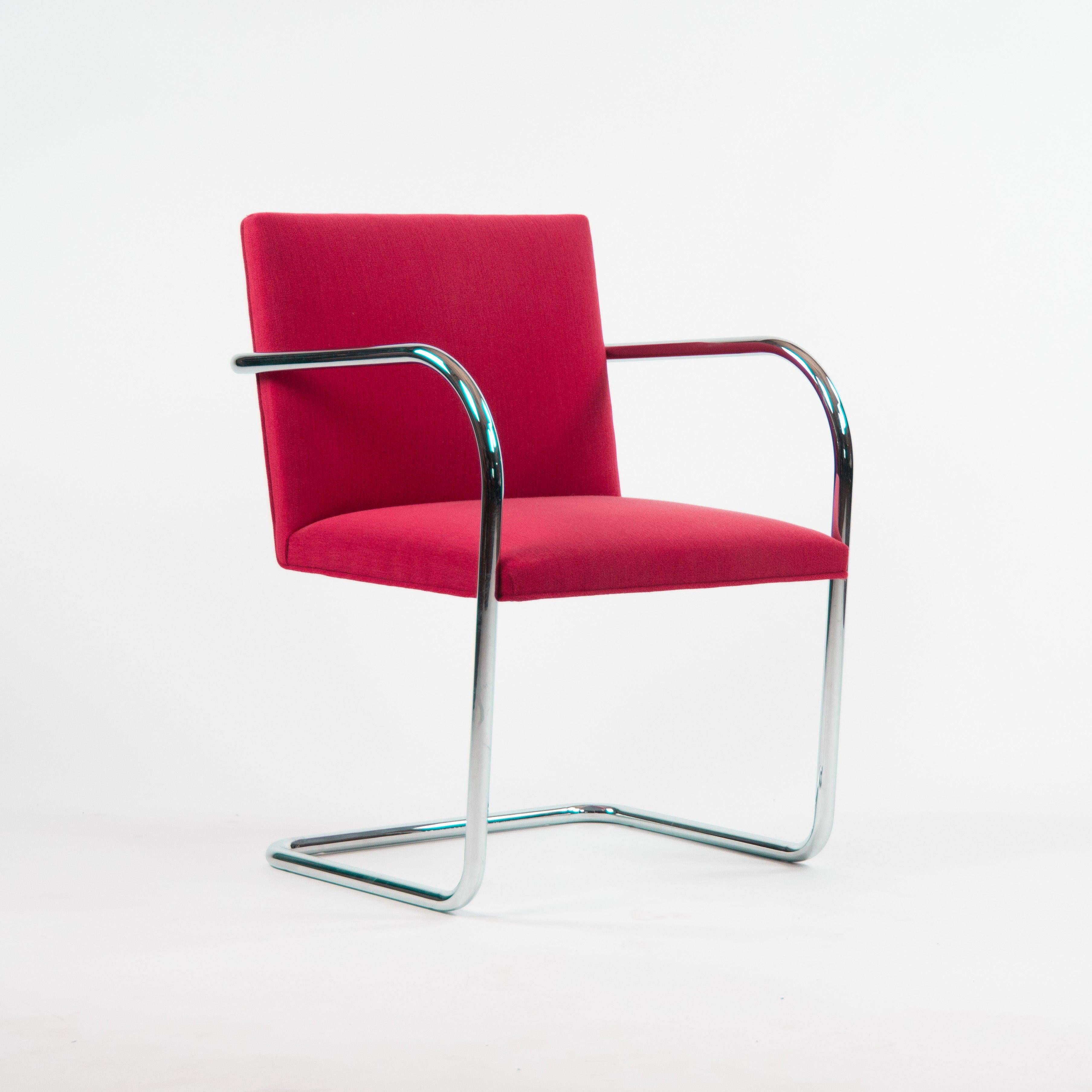 2010 Mies van der Rohe for Knoll Brno Tubular Chrome Dining / Arm Chairs For Sale 2