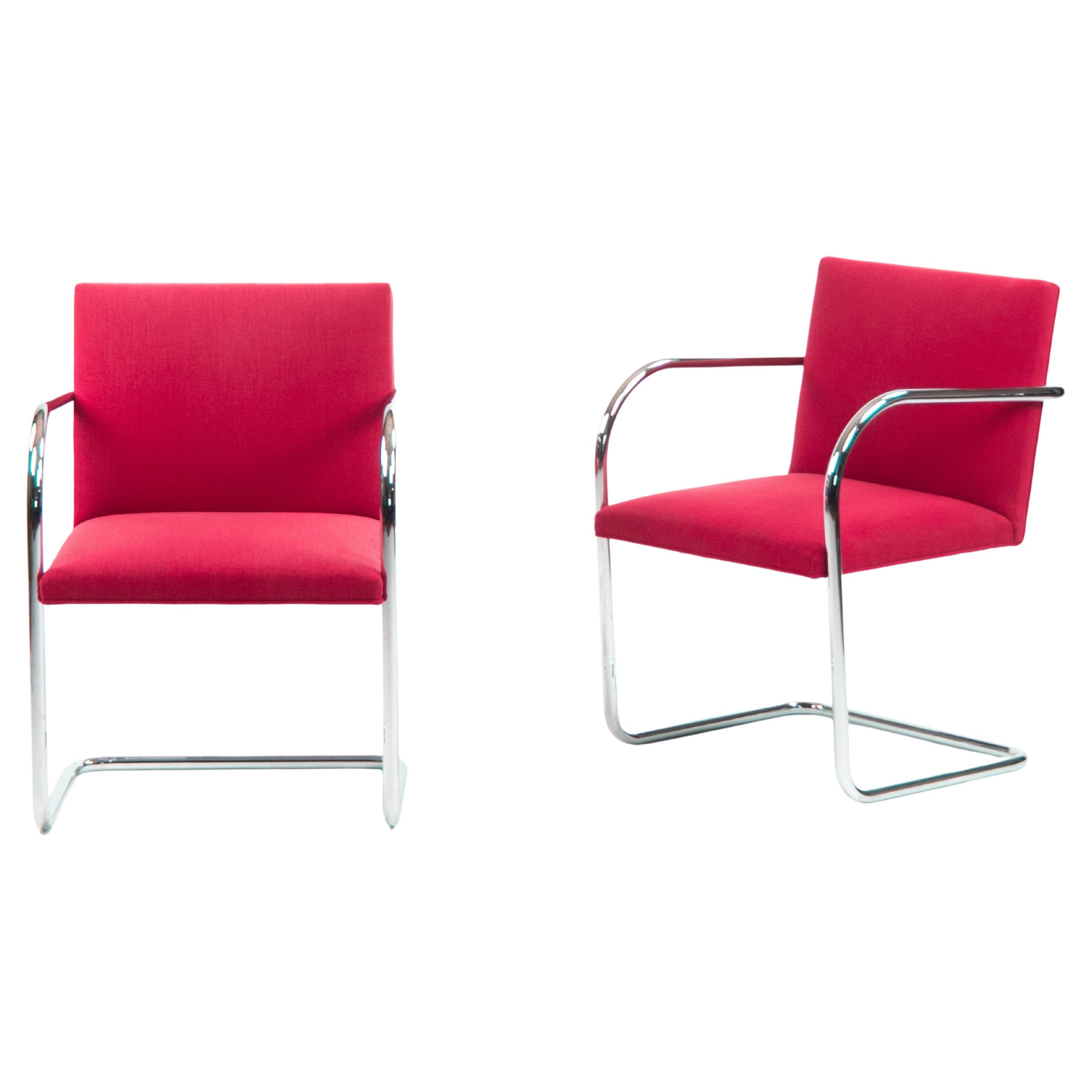 2010 Mies van der Rohe for Knoll Brno Tubular Chrome Dining / Arm Chairs For Sale