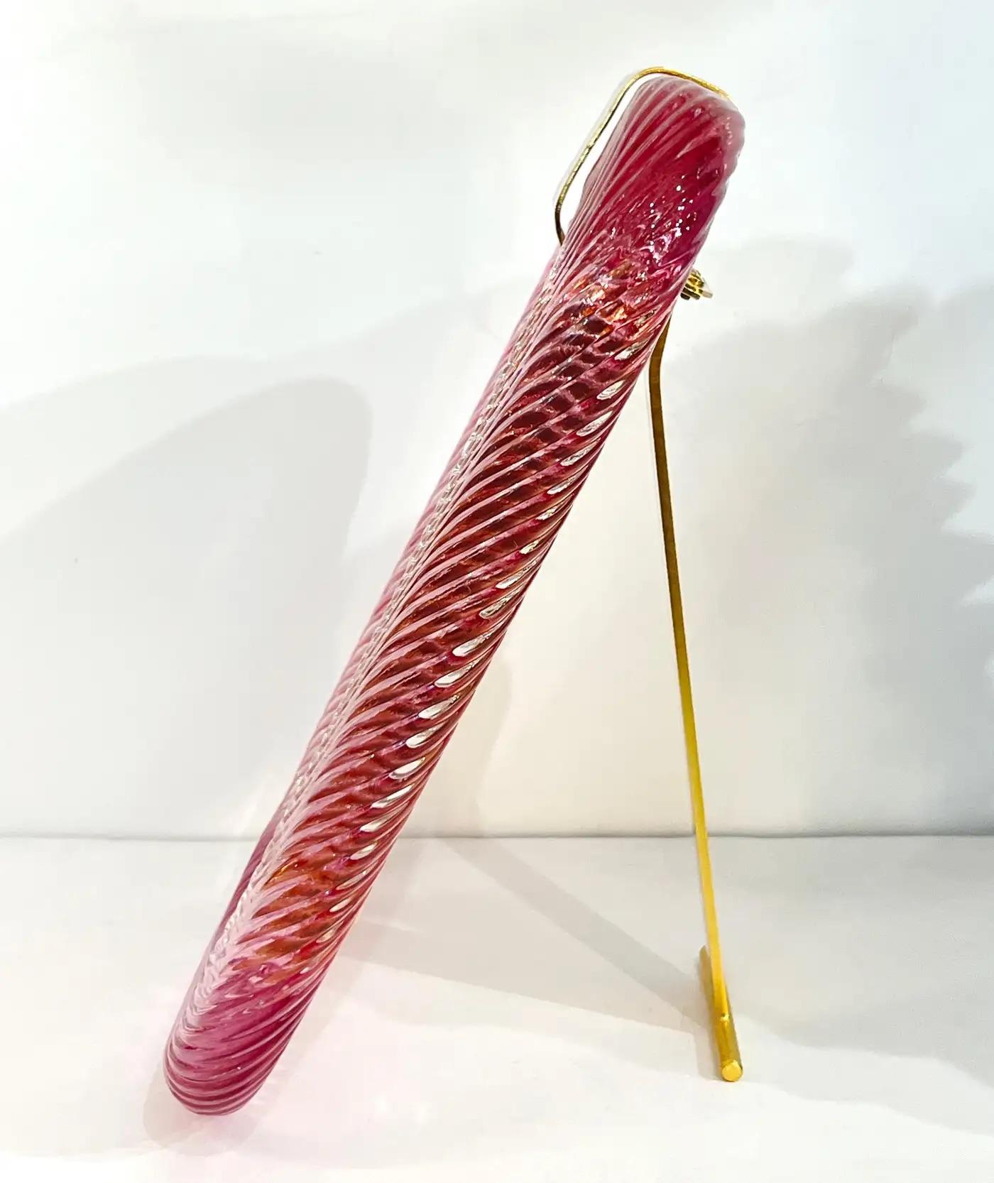 2010 Moderne italienische Rose Rosa Crystal Twisted Murano Glas Messing Bilderrahmen im Angebot 3