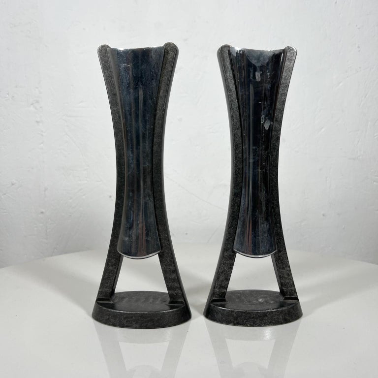 2010 Modern Vintage Nambe Sculptural Candle Holders by Neil Cohen For