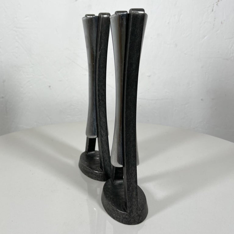 2010 Modern Vintage Nambe Sculptural Candle Holders by Neil Cohen For