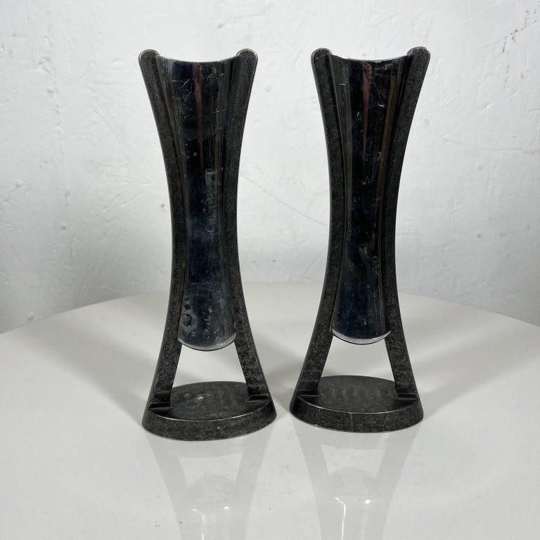 2010 Modern Vintage Nambe Sculptural Candle Holders by Neil Cohen For