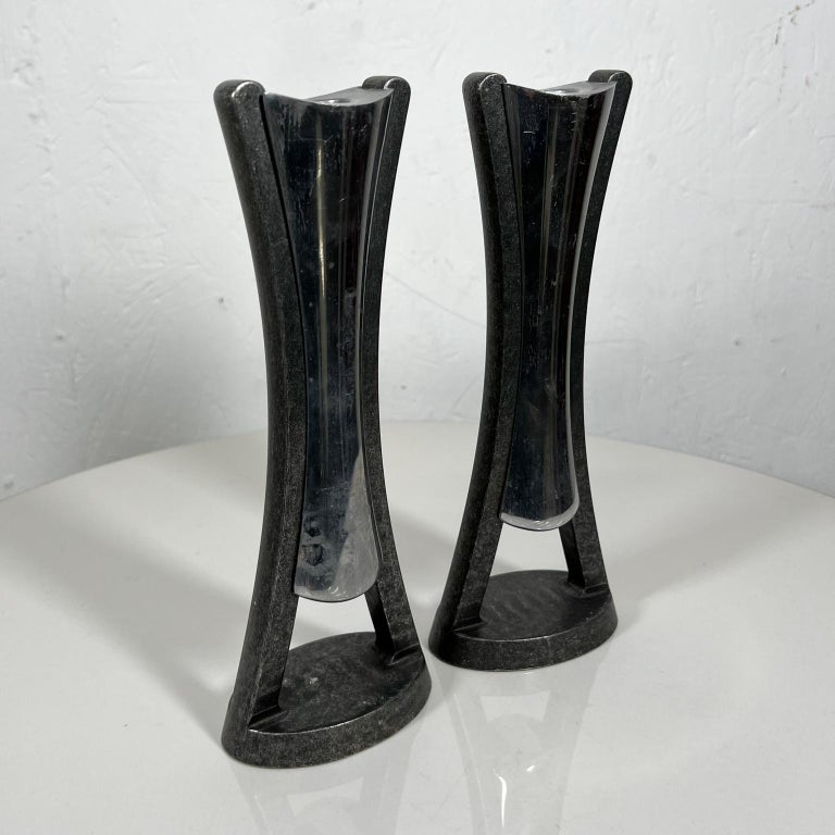 2010 Modern Vintage Nambe Sculptural Candle Holders by Neil Cohen For