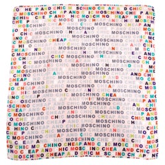 2010 Moschino Cheap & Chic Pink Multicolor Logo Print Silk Scarf