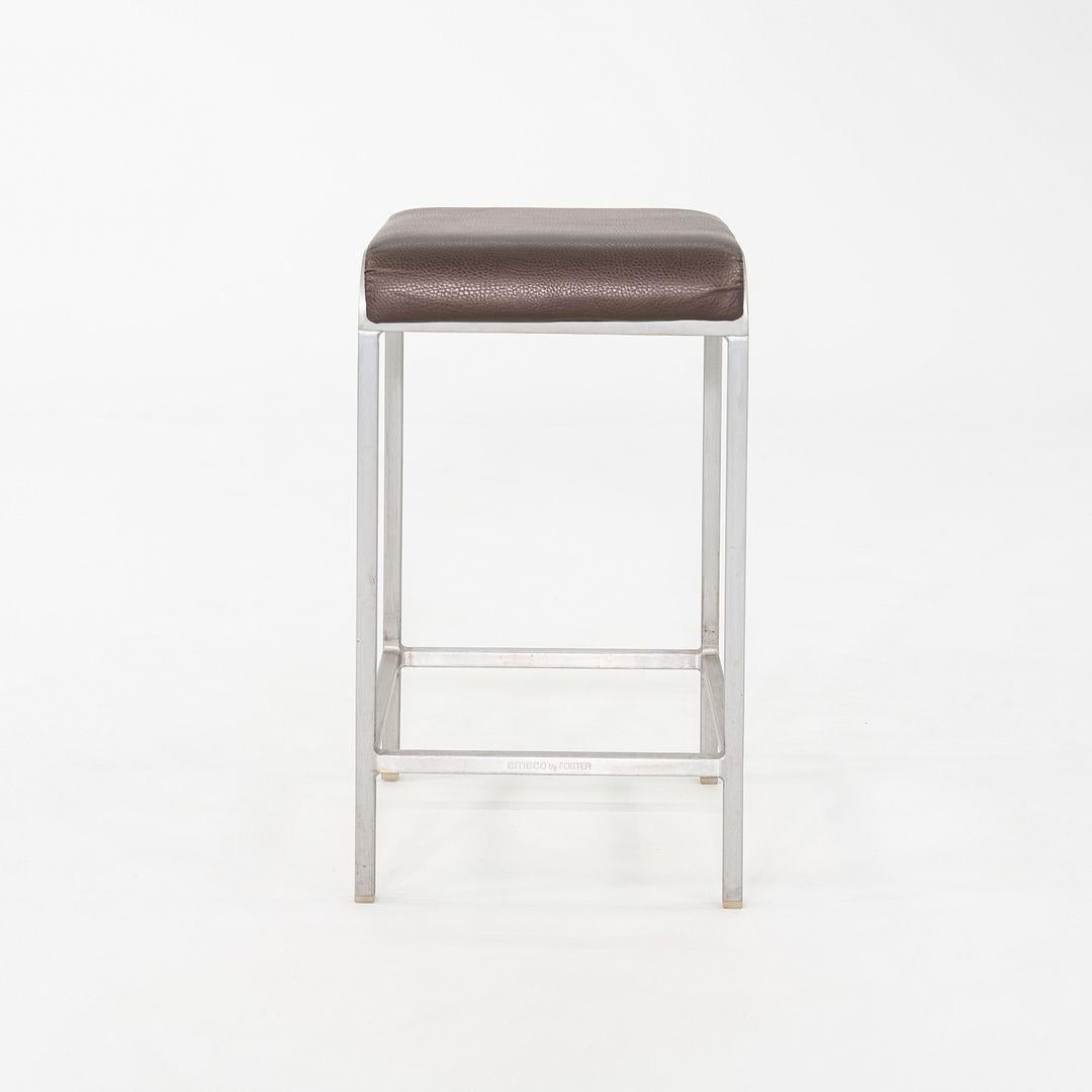 American 2010 Norman Foster for Emeco 20-06 Stool with Brown Leather Seats 5x Available For Sale