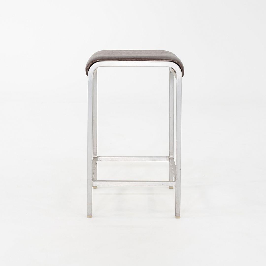 2010 Norman Foster for Emeco 20-06 Stool with Brown Leather Seats 5x Available In Good Condition For Sale In Philadelphia, PA