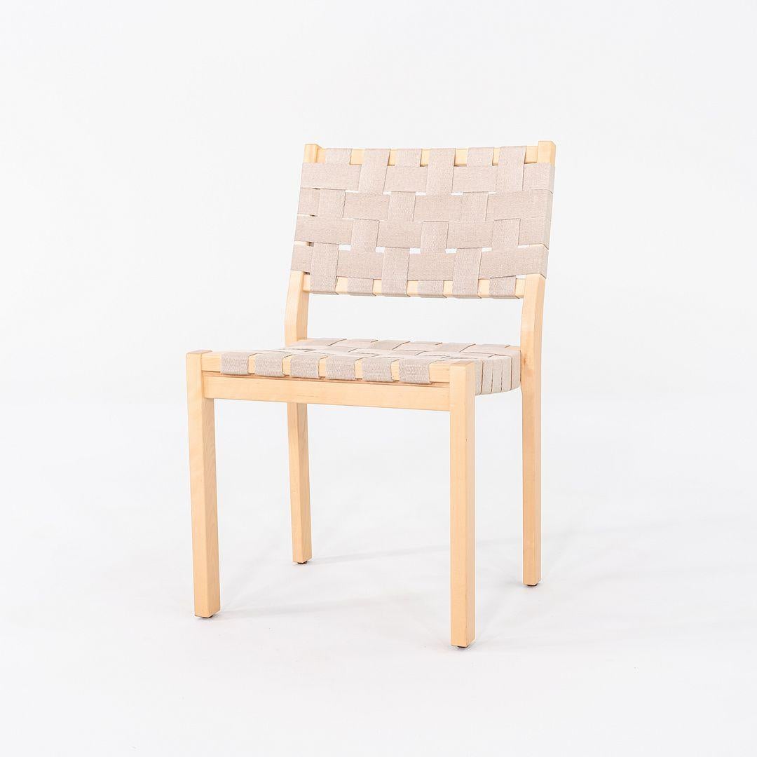 Birch 2010 Pair of Alvar & Aino Aalto for Artek 611 Stacking Dining Side Chairs For Sale