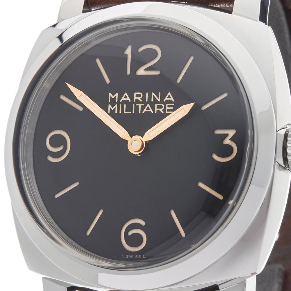 2010 Panerai Radiomir Marina Militare Stainless Steel PAM00587 Wristwatch In Excellent Condition In Bishops Stortford, Hertfordshire