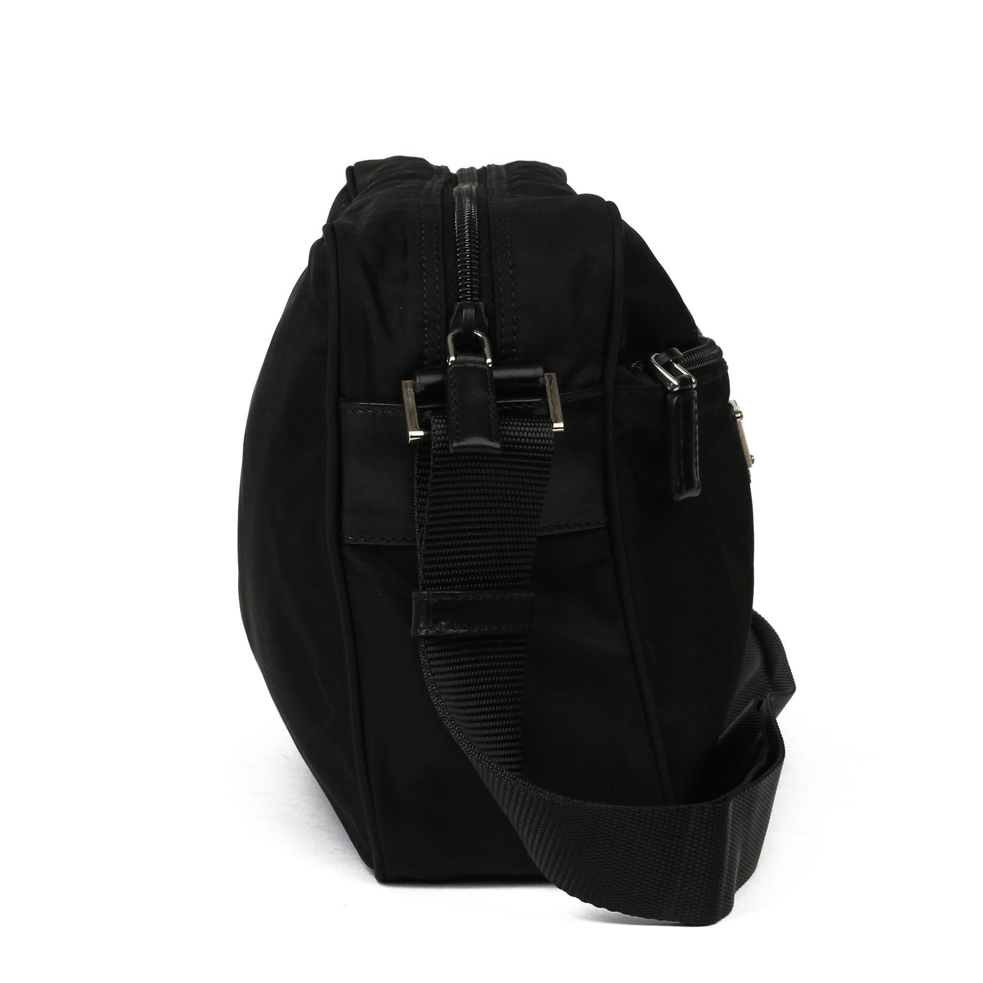 2010 Prada Black Nylon & Calfskin Leather Camera Bag 3