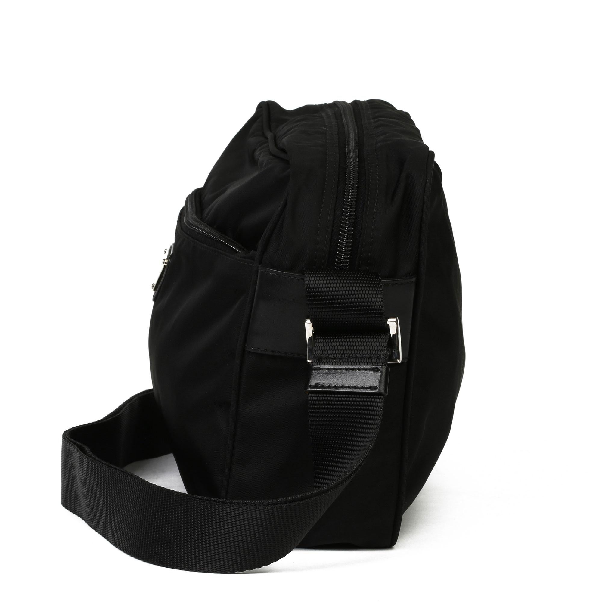 2010 Prada Black Nylon & Calfskin Leather Camera Bag 4