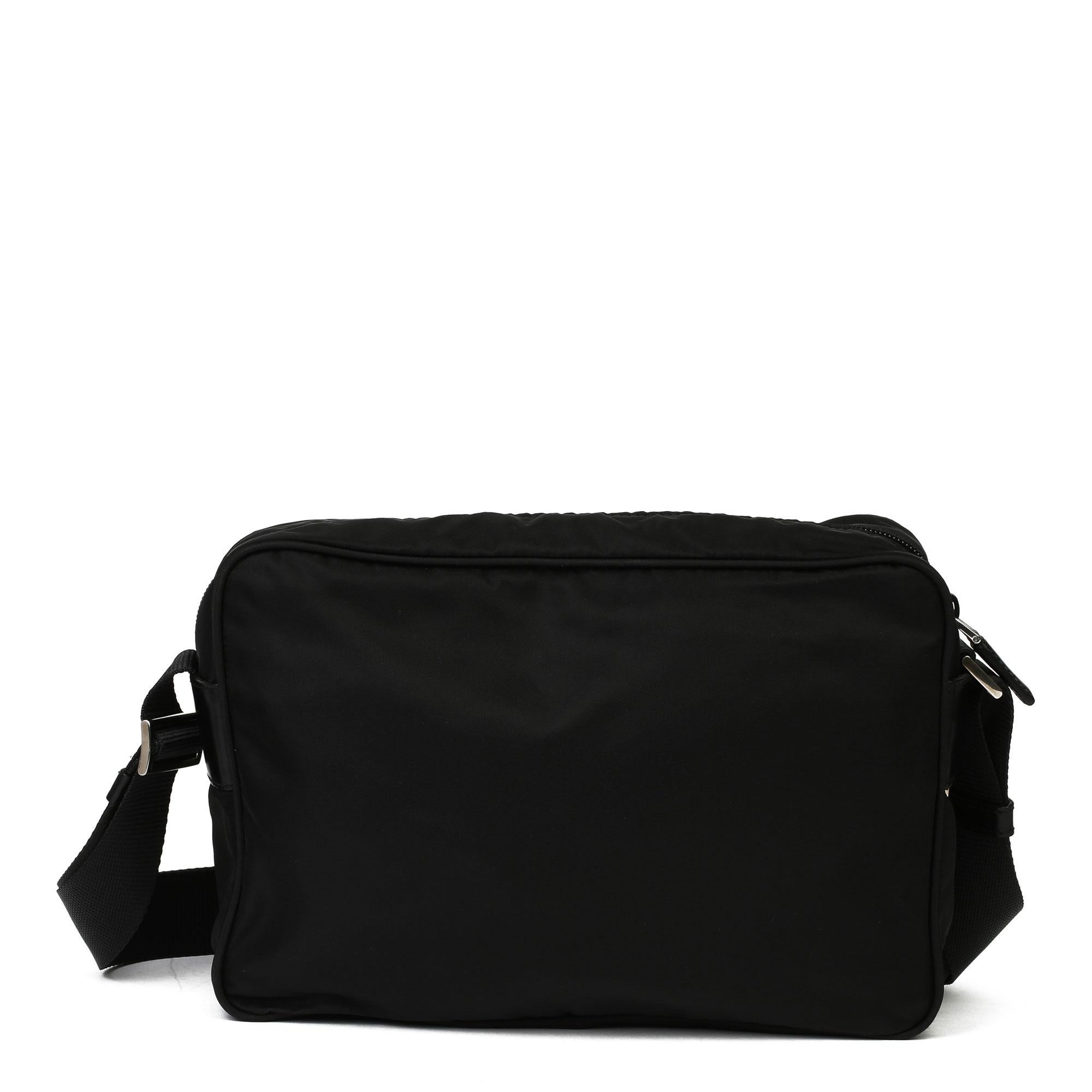 2010 Prada Black Nylon & Calfskin Leather Camera Bag 5