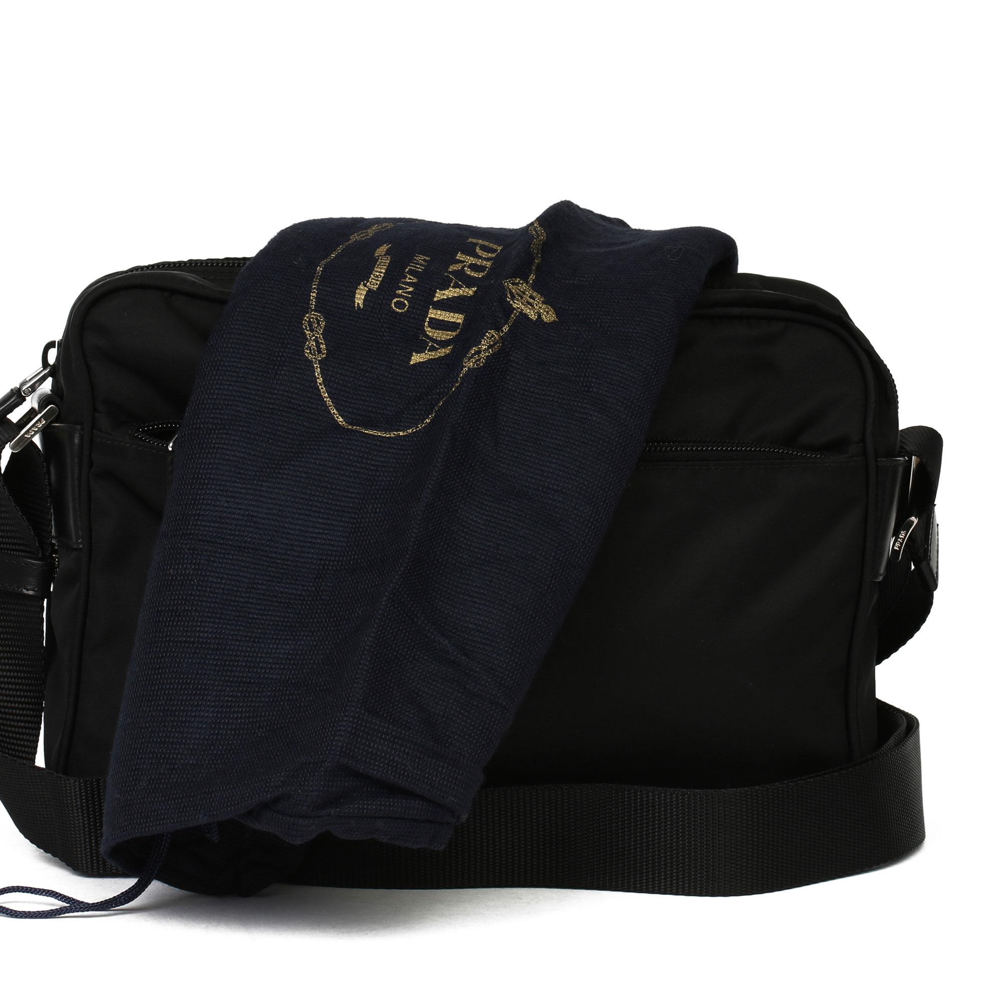 Women's or Men's 2010 Prada Black Nylon & Calfskin Leather Camera Bag