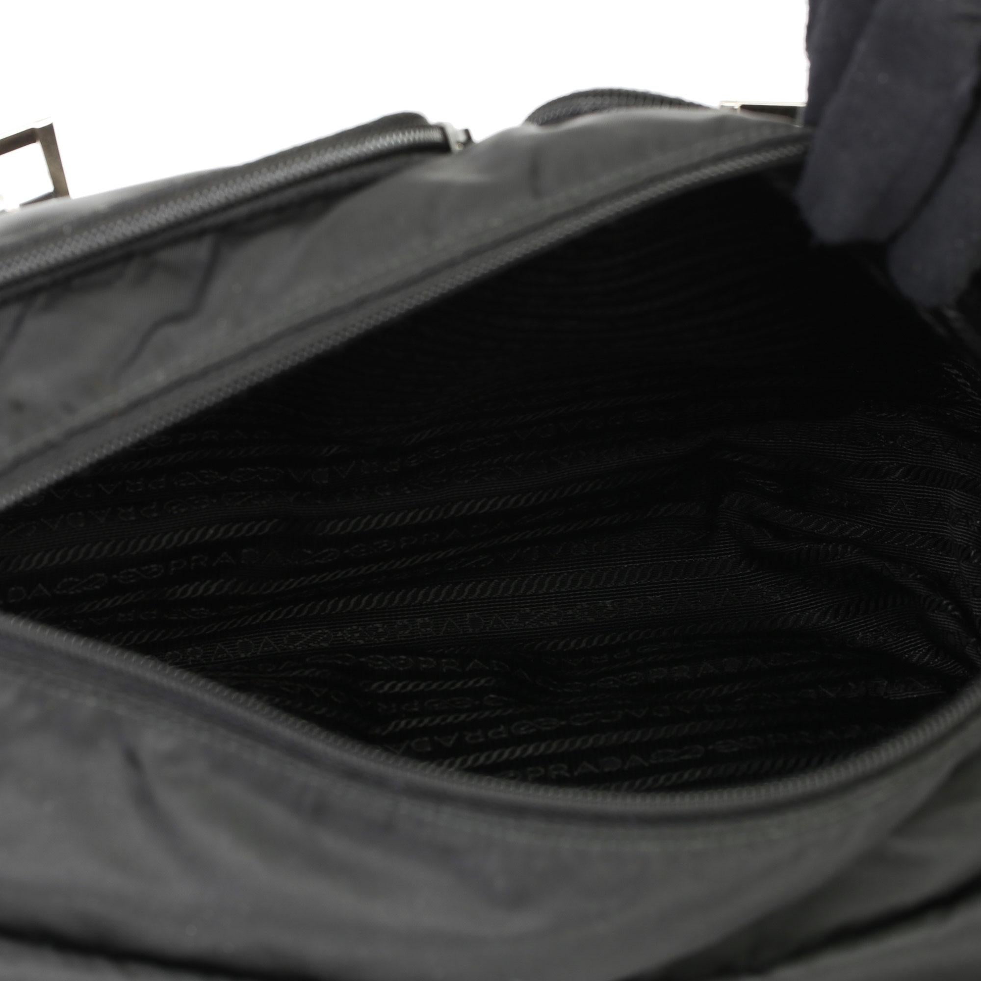2010 Prada Black Nylon & Calfskin Leather Medium Shoulder Bag 4