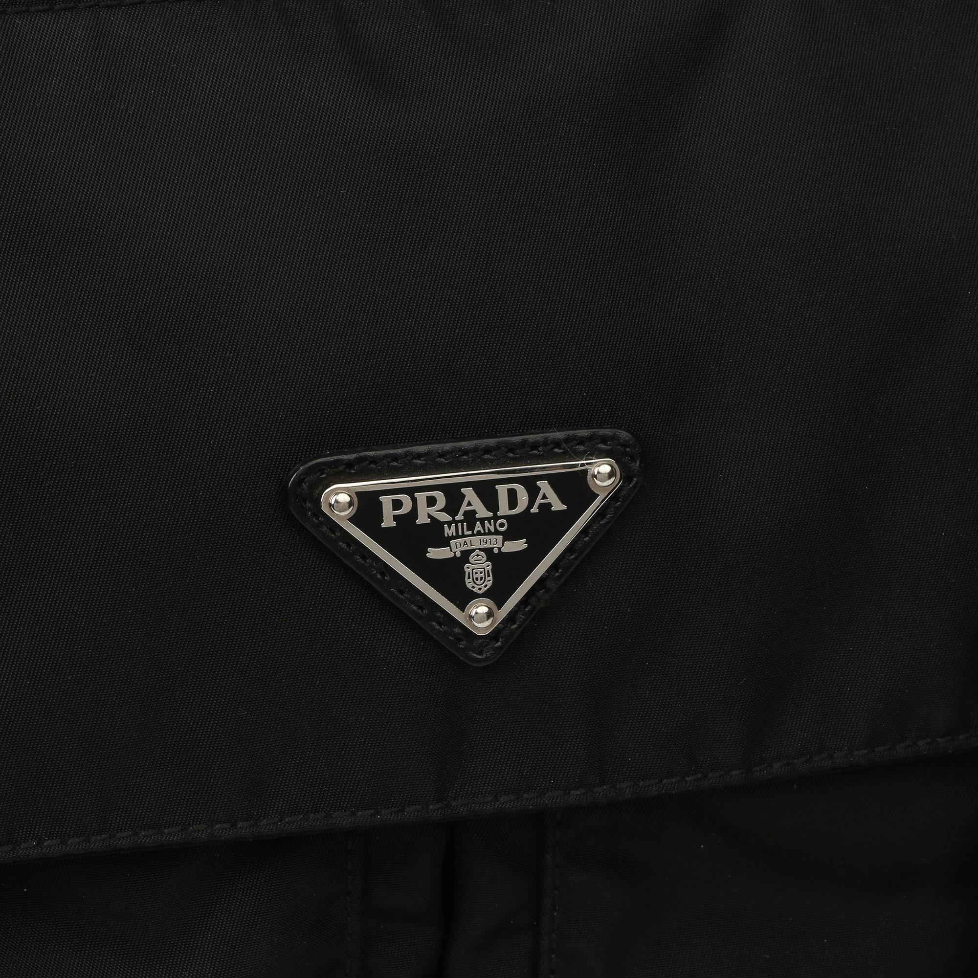 Women's 2010 Prada Black Nylon & Calfskin Leather Medium Shoulder Bag