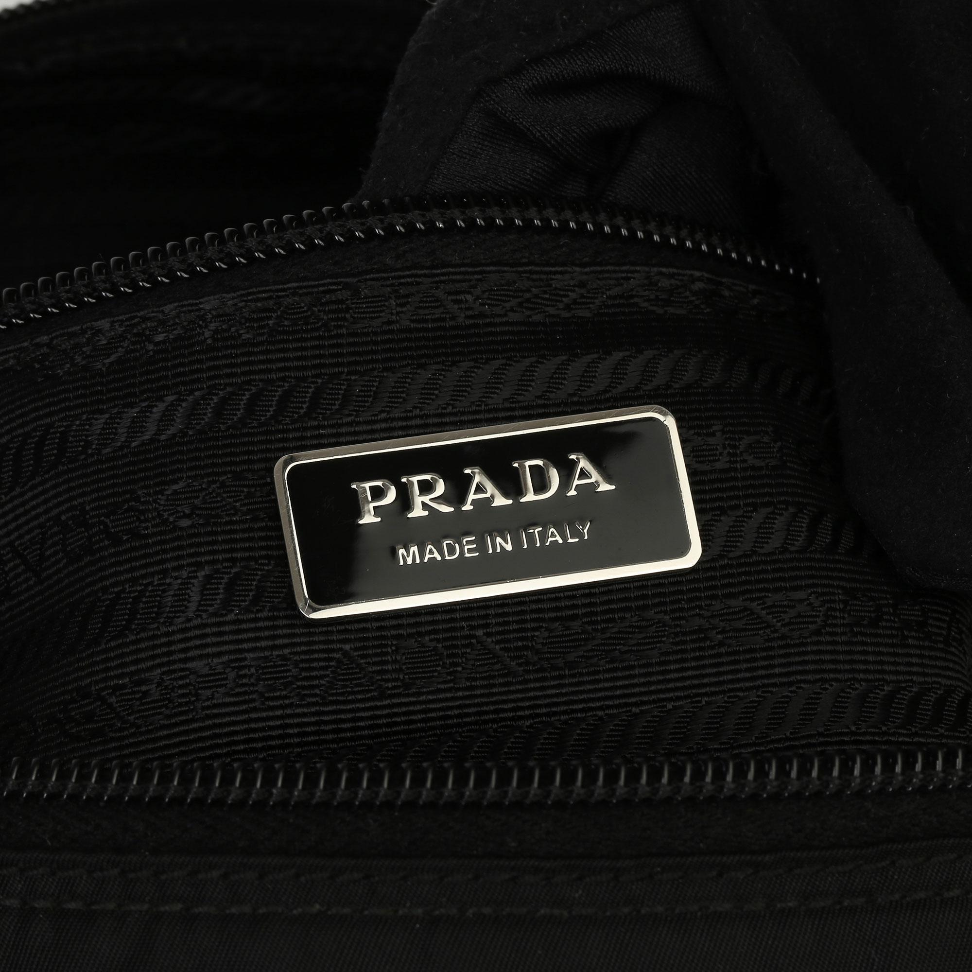 2010 Prada Black Nylon & Calfskin Leather Medium Shoulder Bag 2