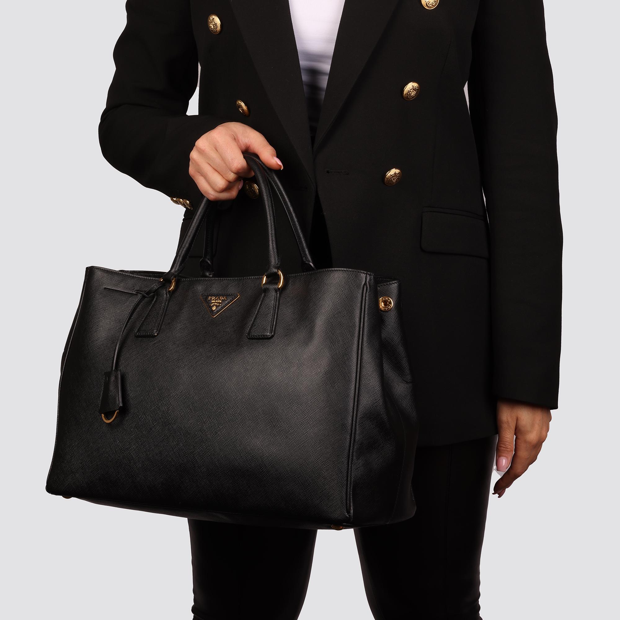 2010 Prada Black Saffiano Leather Gardeners Tote  6