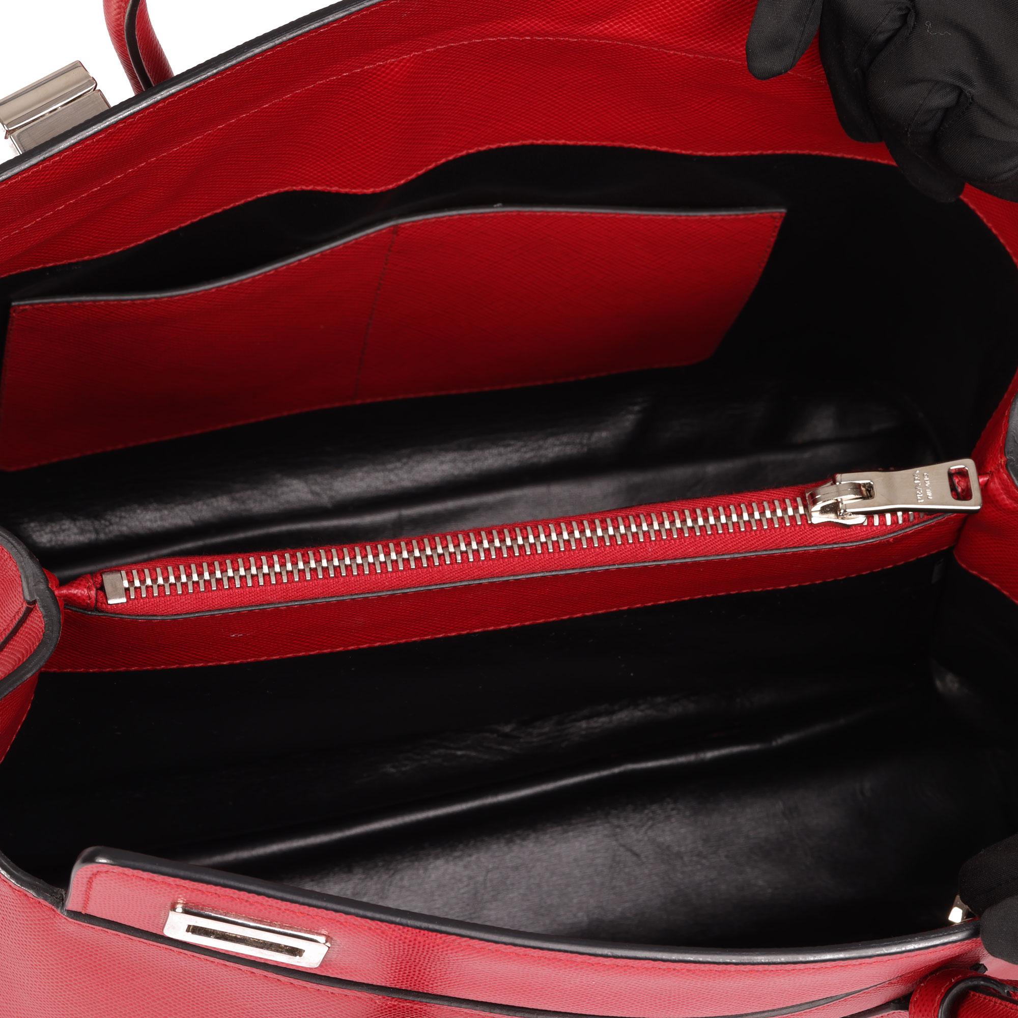 2010 Prada Red Saffiano Leather Twin Tote 3