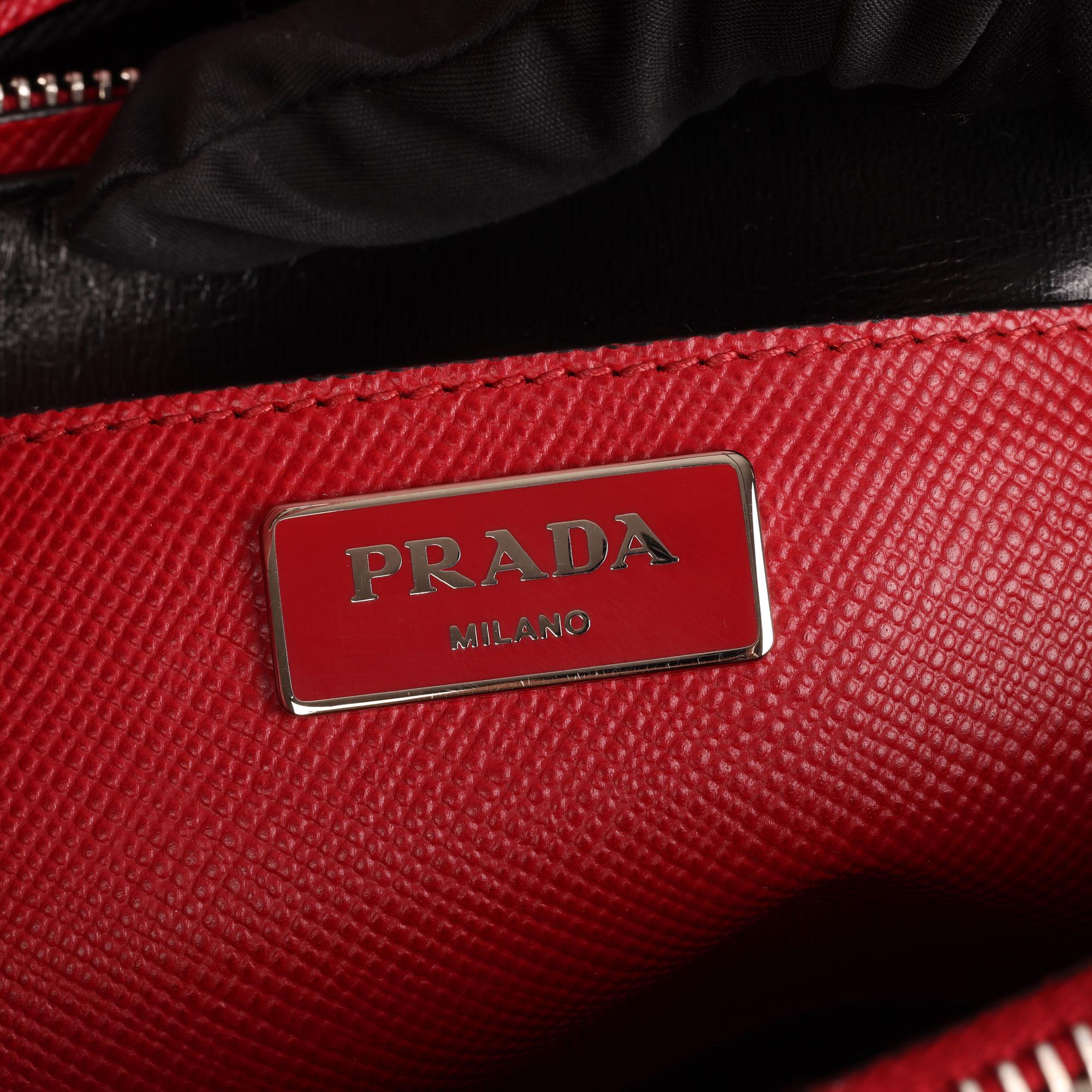 2010 Prada Red Saffiano Leather Twin Tote 4