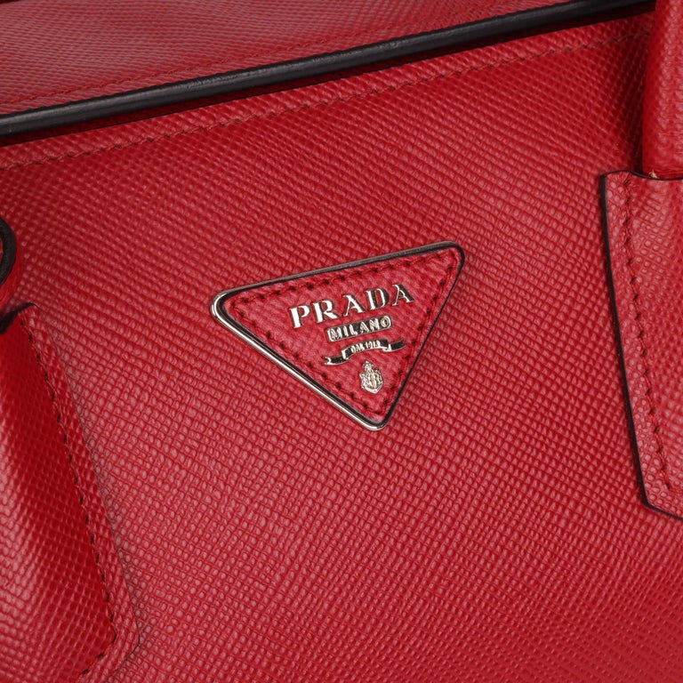 2010 Prada Red Saffiano Leather Twin Tote at 1stDibs