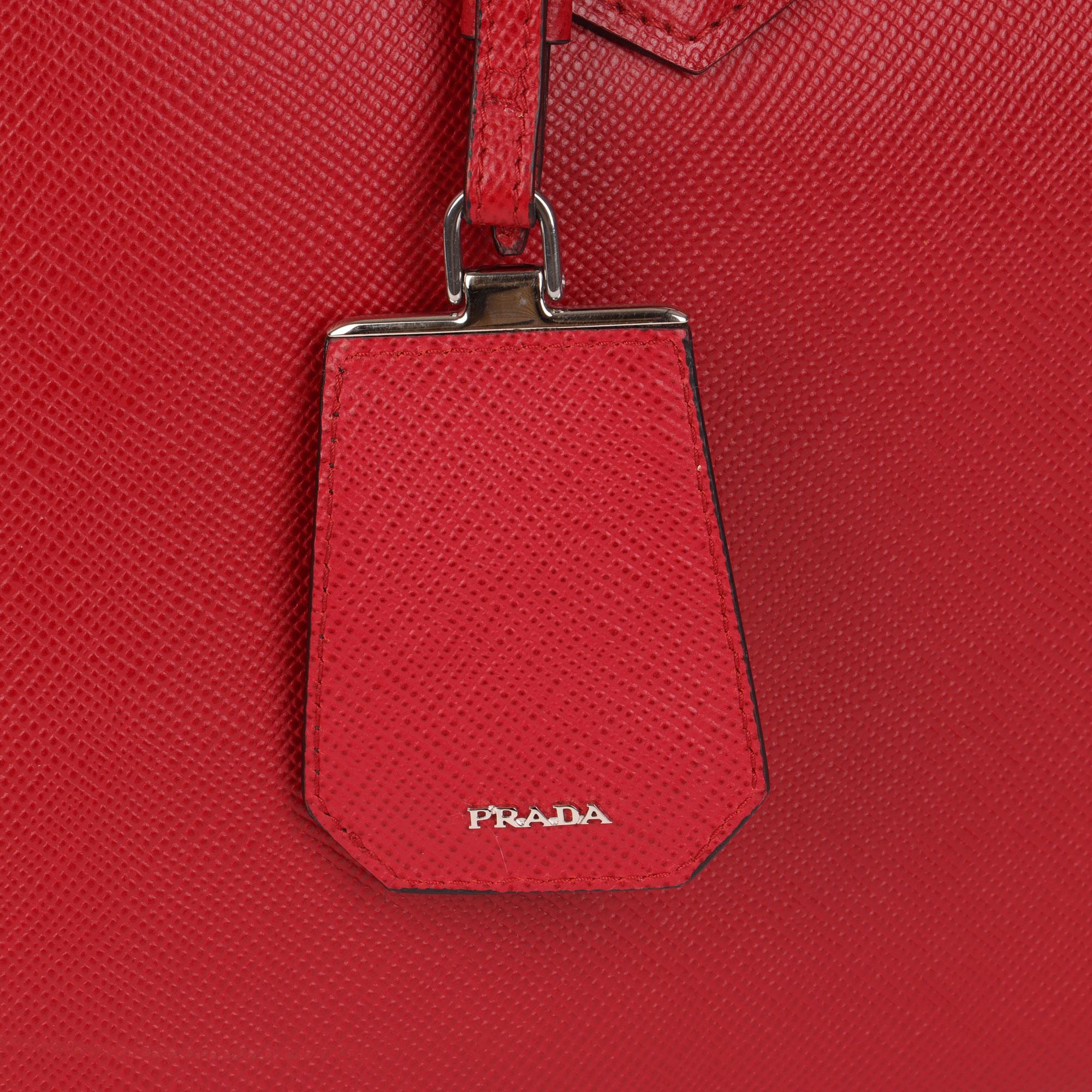 2010 Prada Red Saffiano Leather Twin Tote 1