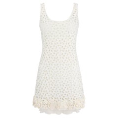 2010 Prada White Broderie Anglaise 3-D Crochet Floral Mini Dress Set