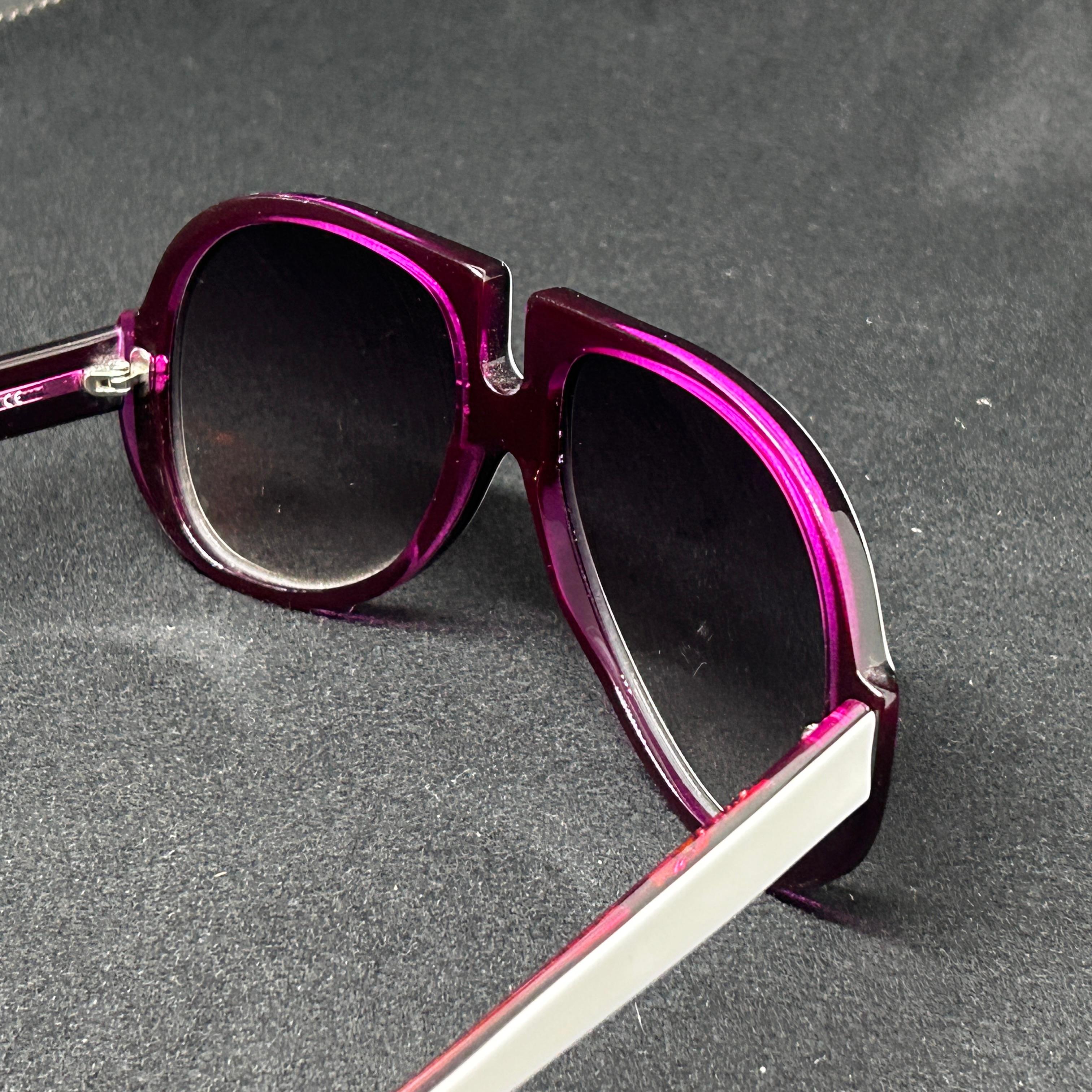 2010 Purple and White Italian Oversize Sunglasses by Patty Paillette Venice For Sale 2
