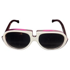 Gafas de sol italianas oversize moradas y blancas 2010 de Patty Paillette Venice
