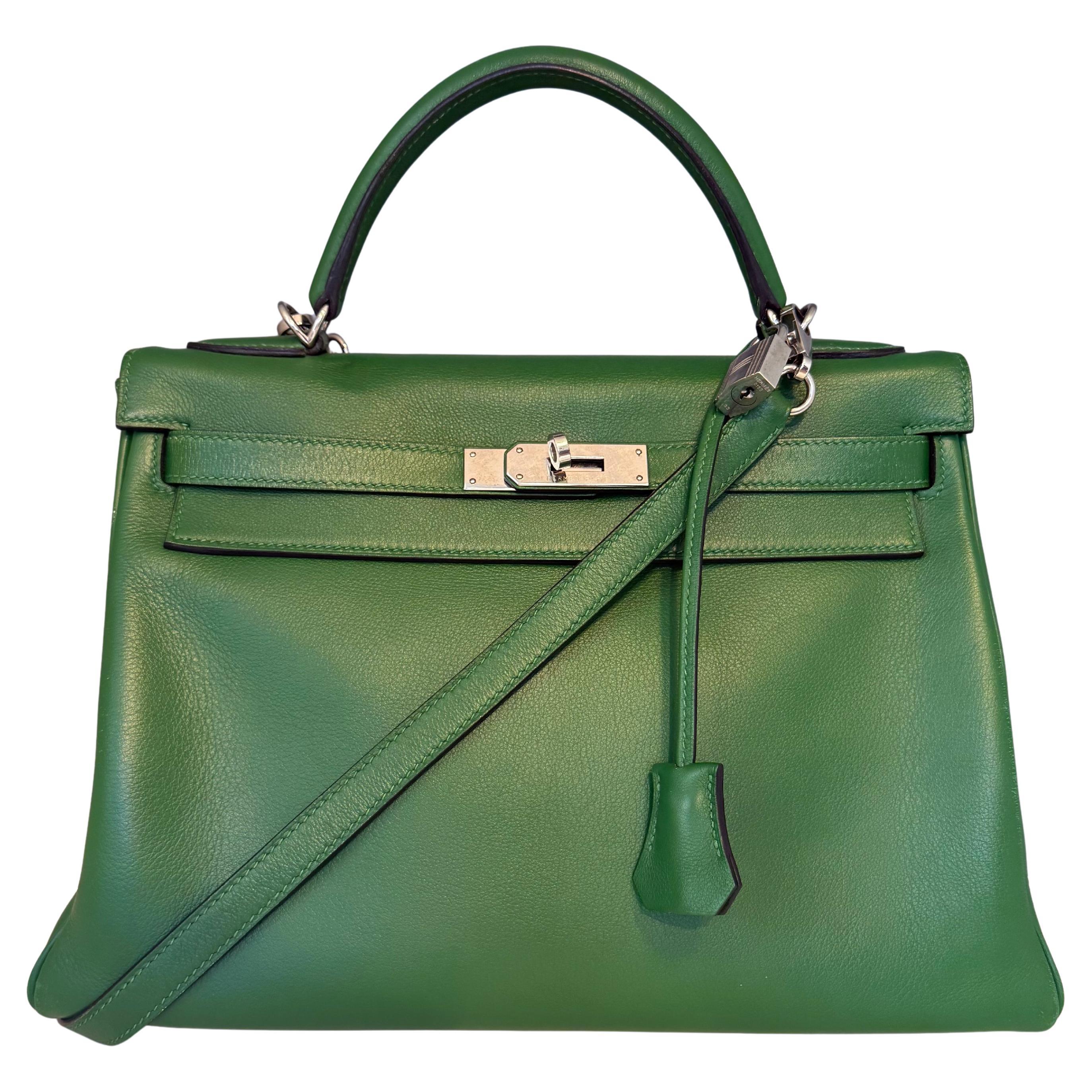 2010 Rare Green Hermès Kelly 32 PHW