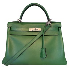 2010 Rare Green Hermès Kelly 32 PHW