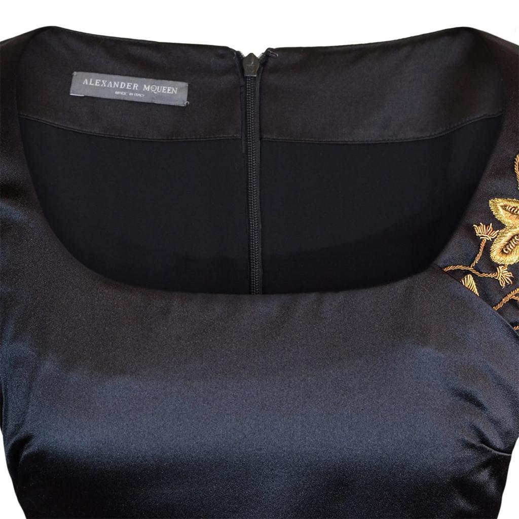 Women's 2010 Rare Vintage ALEXANDER McQUEEN Embellished Black Silk Dress