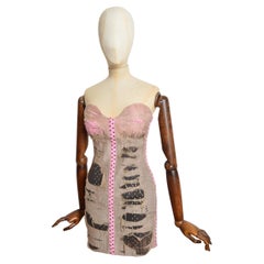 2010 Roberto Cavalli Bustier distressed strapless studded Pink mini dress