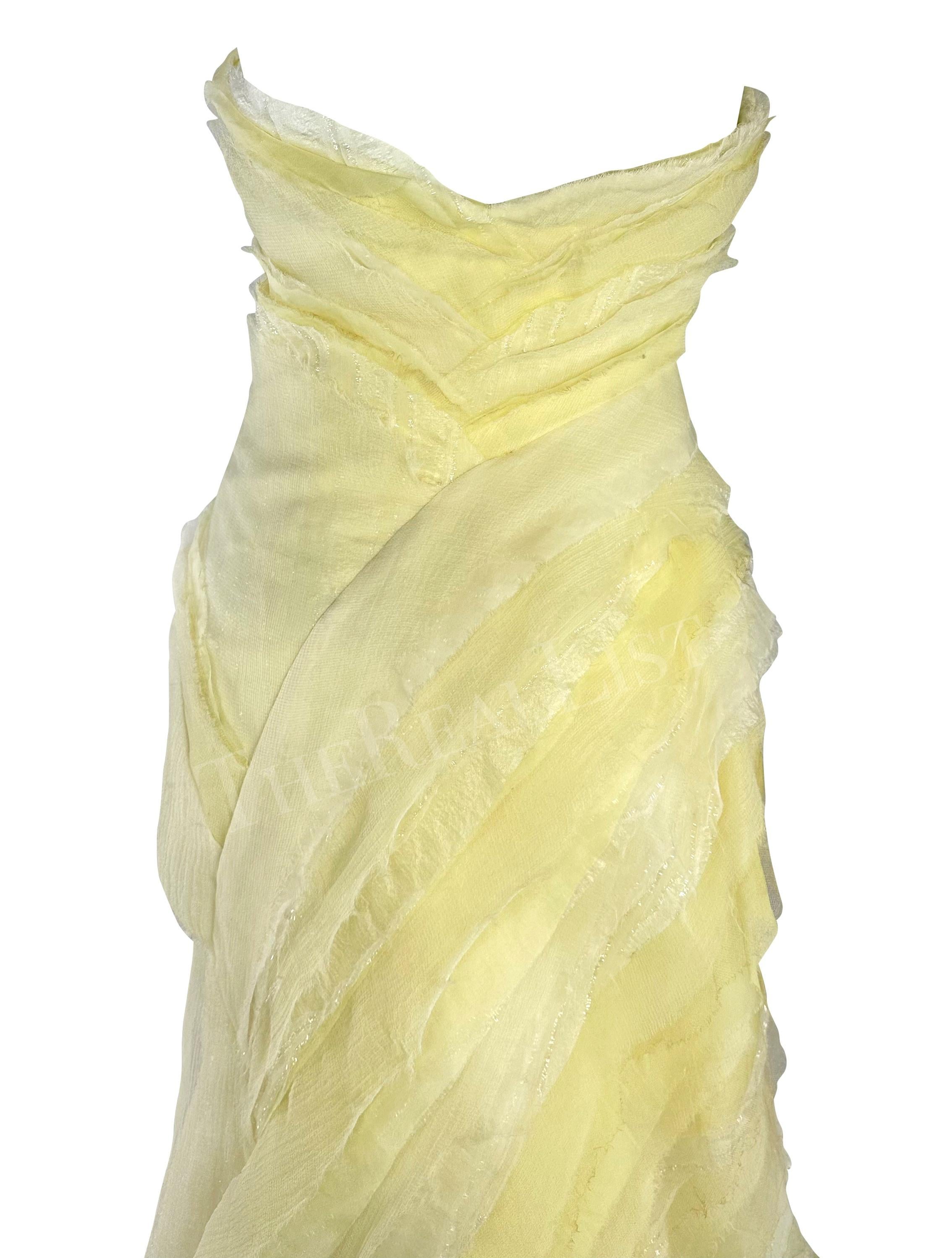 2010 Roberto Cavalli Custom Red Carpet Pastel Canary Yellow Tulle Gown Train For Sale 5