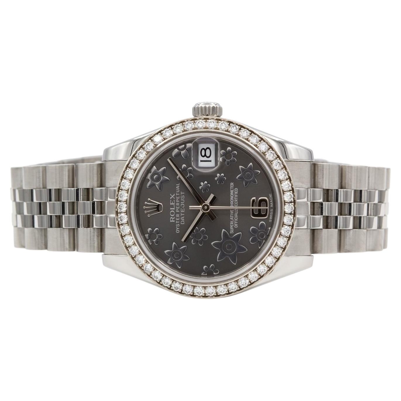 2010 Rolex Datejust 31mm 178384 Quadrante floreale rodio Lunetta di diamanti Giubileo