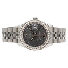 2010 Rolex Datejust 31mm 178384 Rhodium Floral Dial Diamond Bezel Jubilee