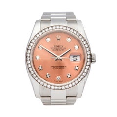2010 Rolex Datejust Diamond Steel and White Gold 116244 Wristwatch
