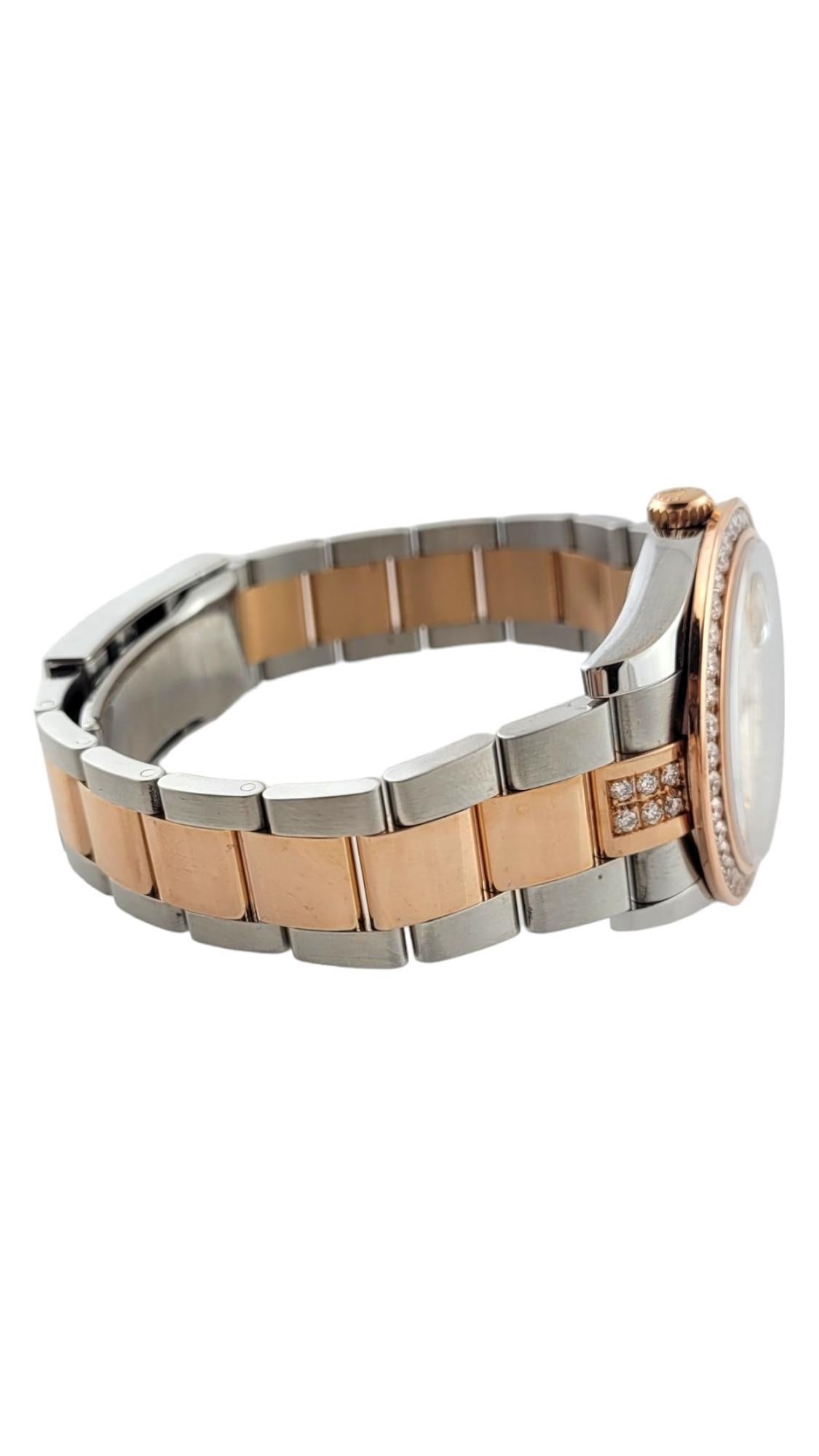 2010 Rolex Rose Gold Two Tone Ladies Watch

Model: 116231

Serial: G598007

This luxurious Rolex midsize watch is set in 18K rose gold and stainless steel. NEVER WORN

Case is 36mm in diameter.

Diamond pink jubilee anniversary dial original to