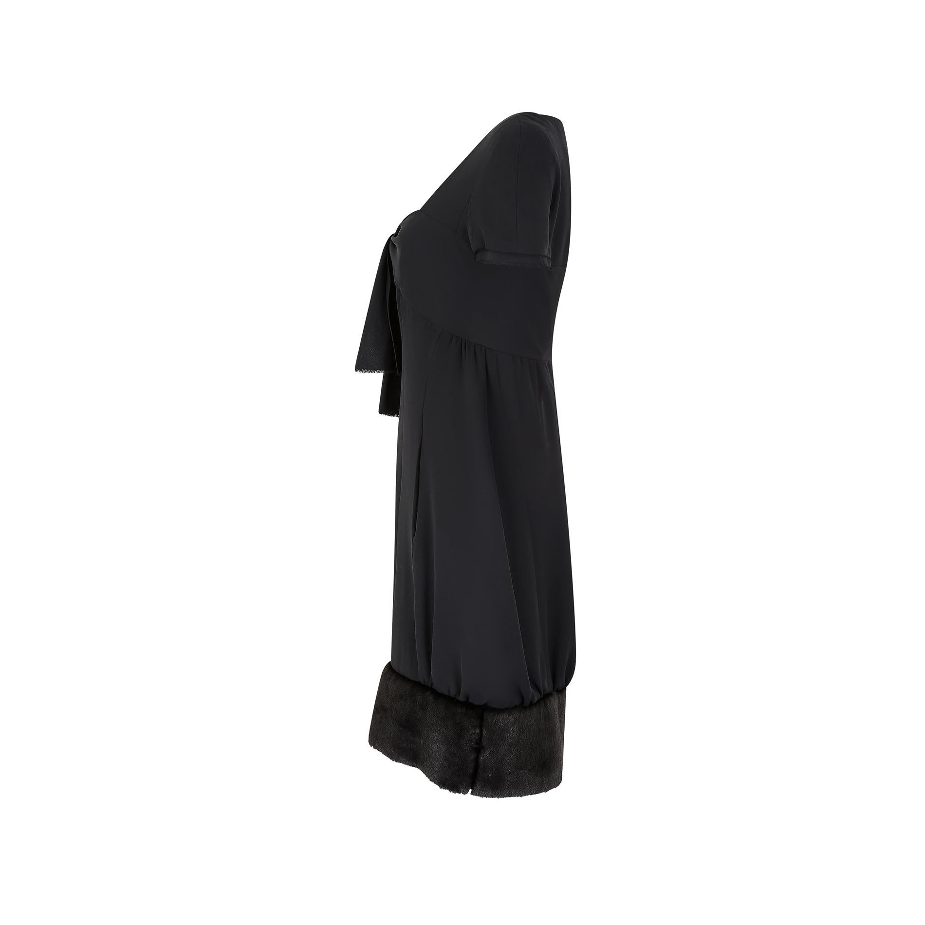 2010 Runway Chanel Black Dress with Faux Fur Trim In Good Condition In London, GB
