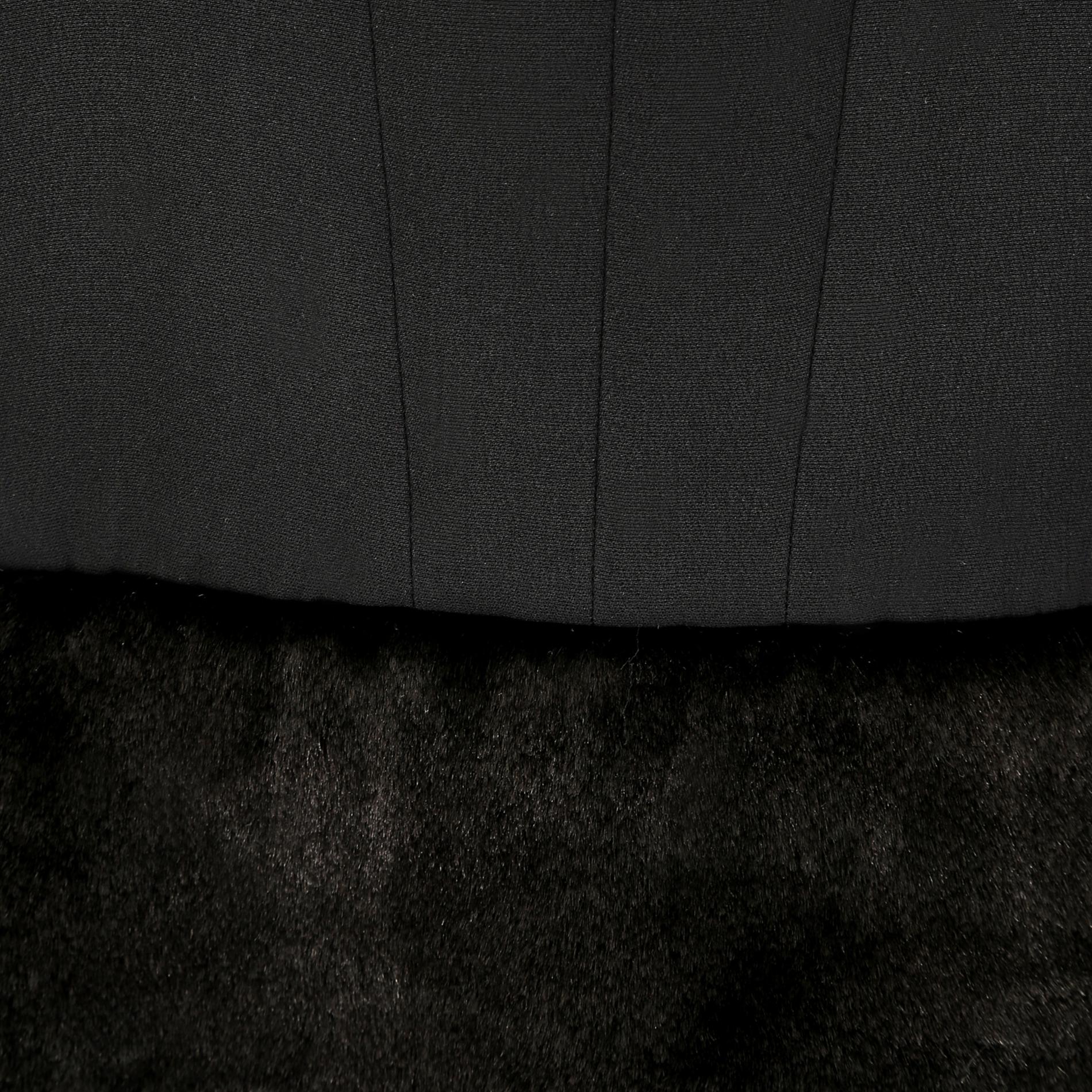 Women's 2010 Runway Chanel Black Dress with Faux Fur Trim For Sale