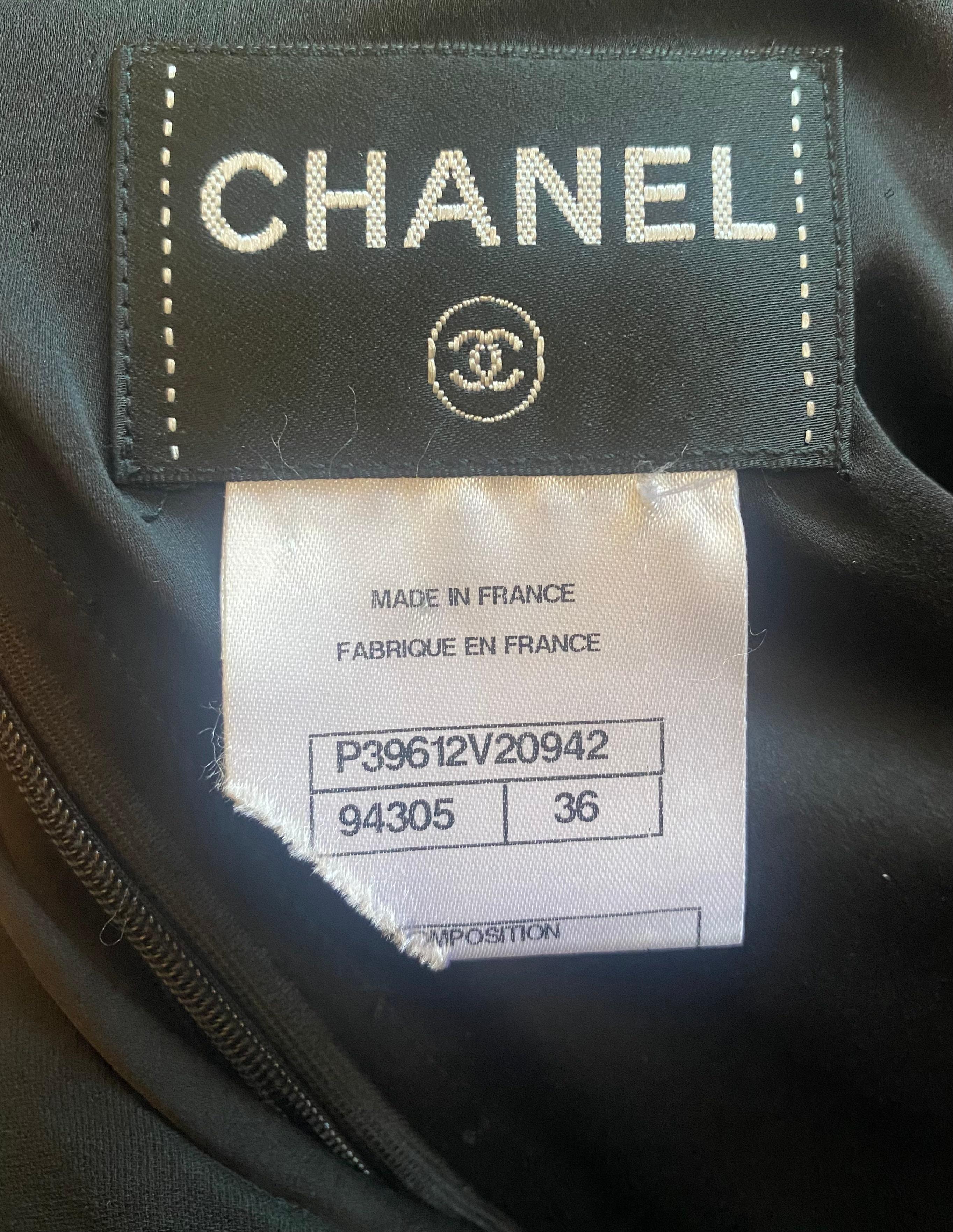 2010 Runway Chanel Black Dress with Faux Fur Trim 2