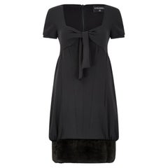 2010 Runway Chanel Black Dress with Faux Fur Trim