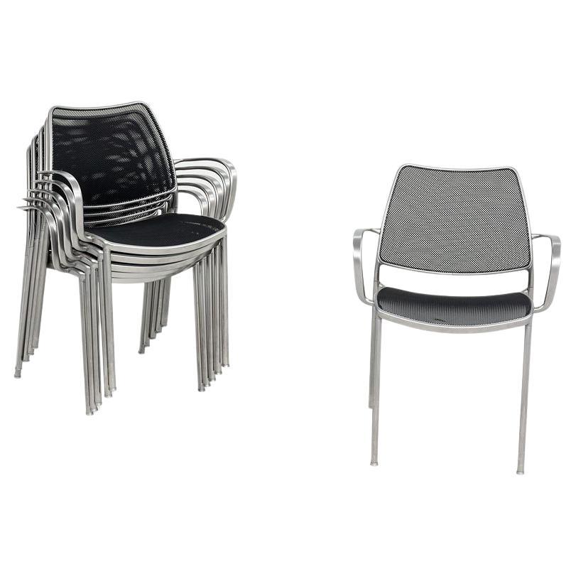 2010 Set of Six Gas Armchairs by Jesus Gasca for STUA in Aluminum and Mesh