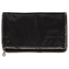 2010 Stella Mccartney Black Artificial Leather Falabella Foldover Clutch