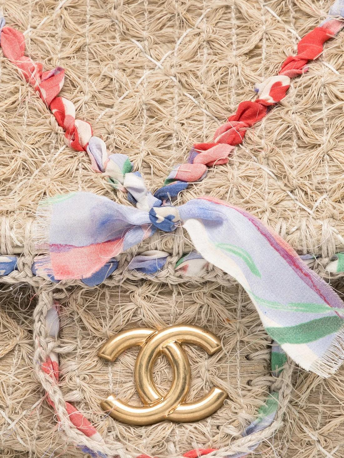 Beige Sac à rabat en paille 2010 en vente