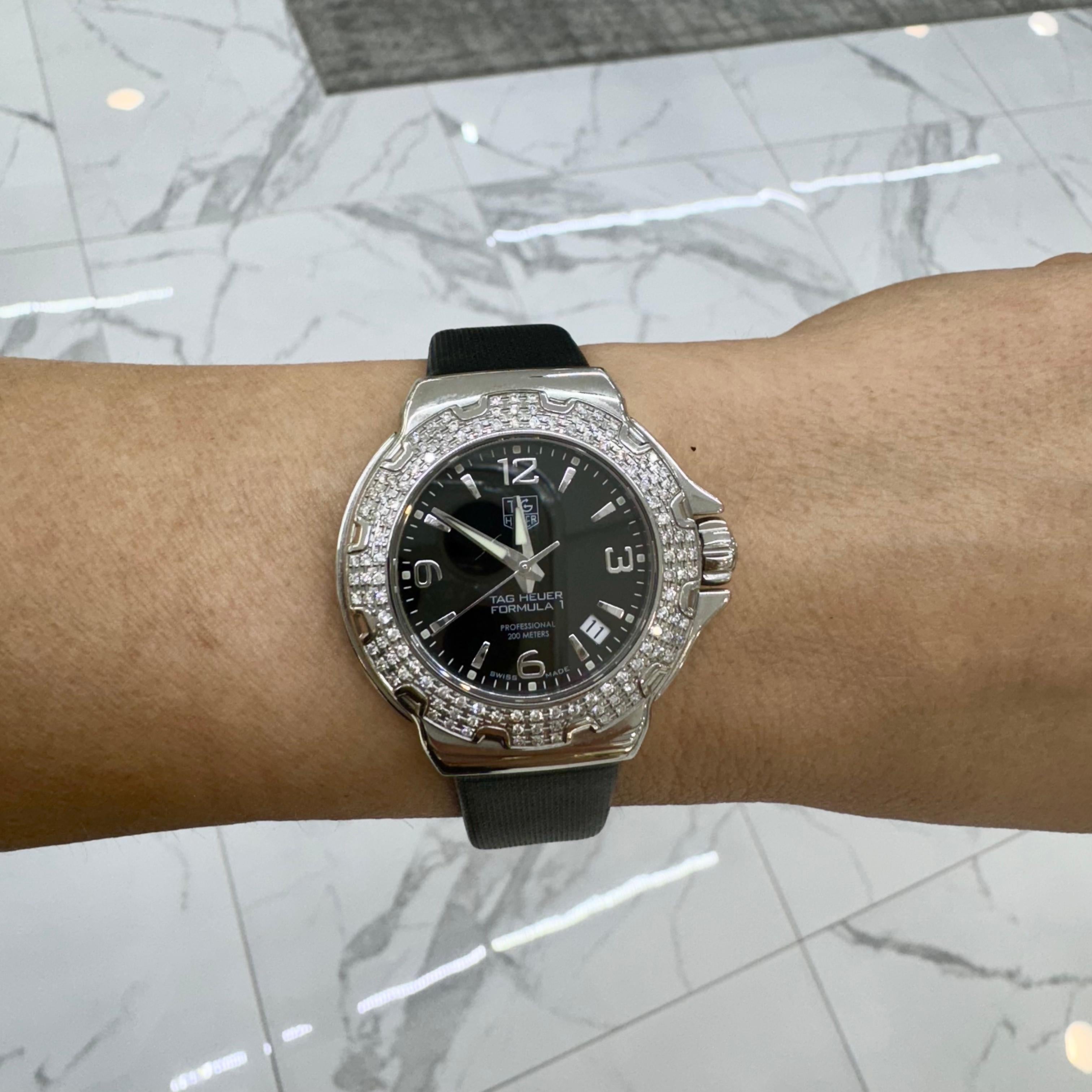 2010 Tag Heuer Formula 1 Quarz 37 WAC1214 Diamant-Lünette Edelstahl-Uhr 2