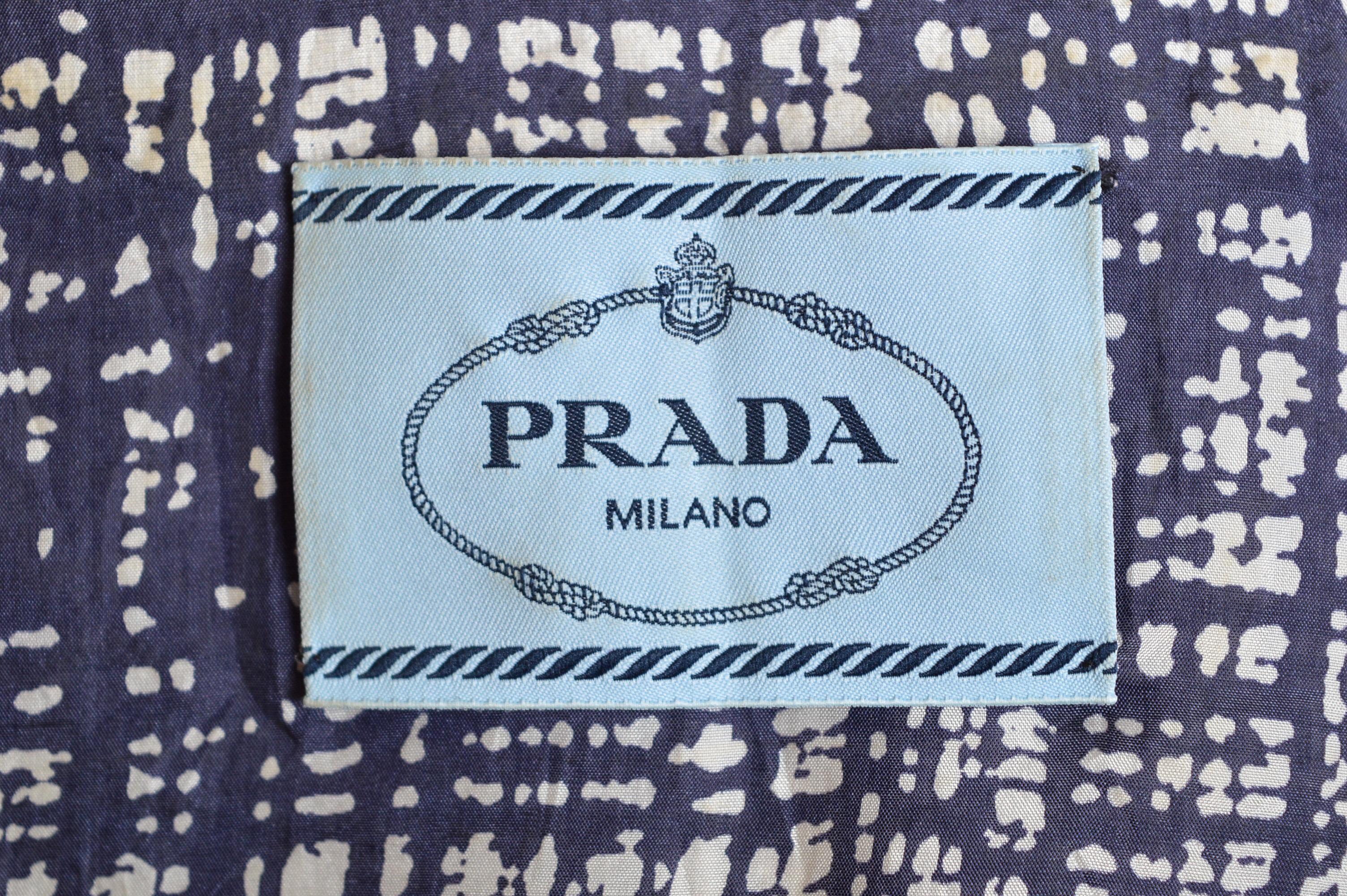 2010 Vintage 1996 Reissue PRADA Blau Skizze Baumwolle Seide Boucle Jacke im Angebot 6