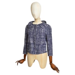 2010 Vintage 1996 Reissue PRADA Blau Skizze Baumwolle Seide Boucle Jacke
