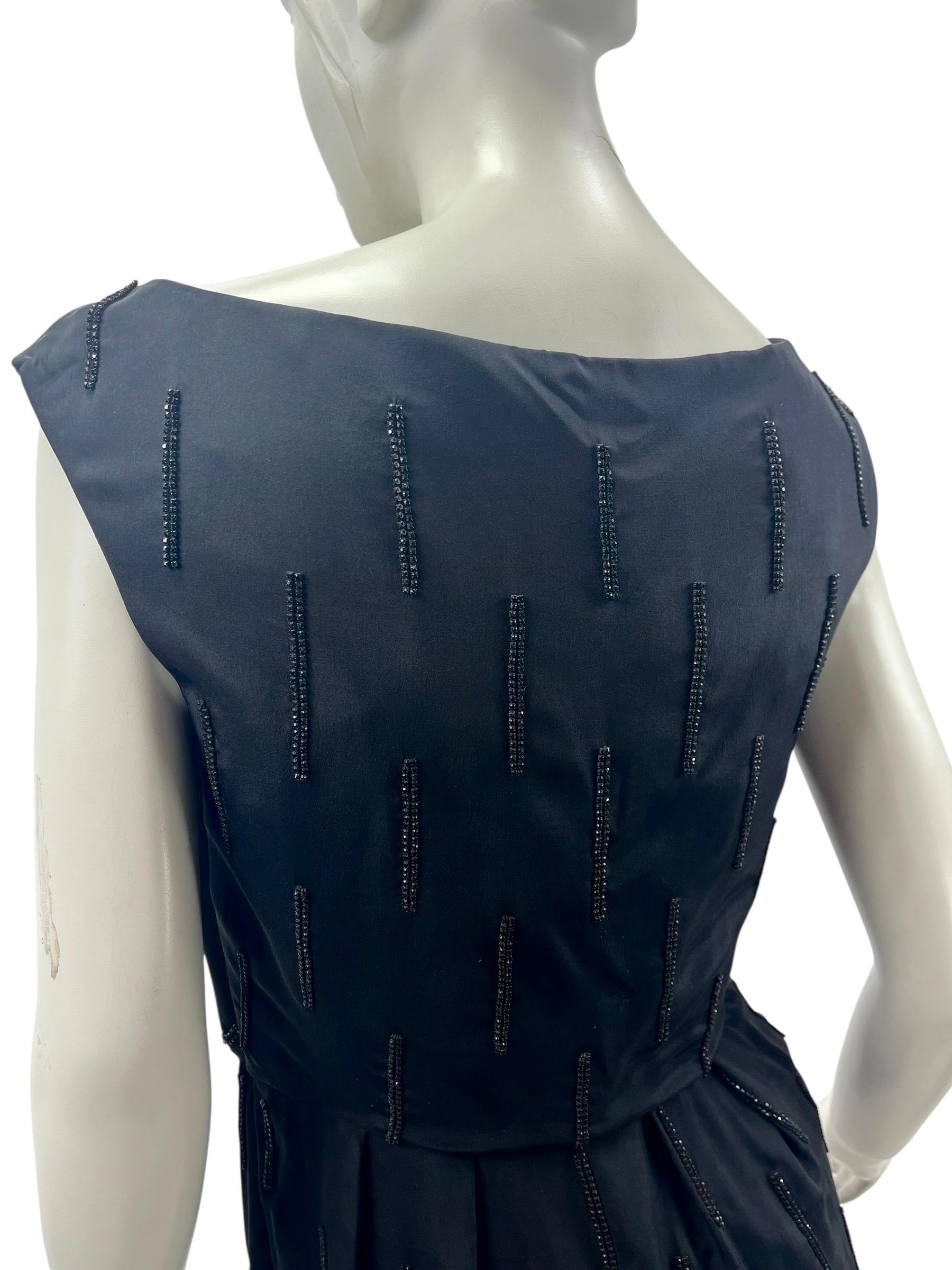2010 Vintage Stella McCartney Schwarz Seide Kristall verschönert Kleid 42 NWT im Angebot 1