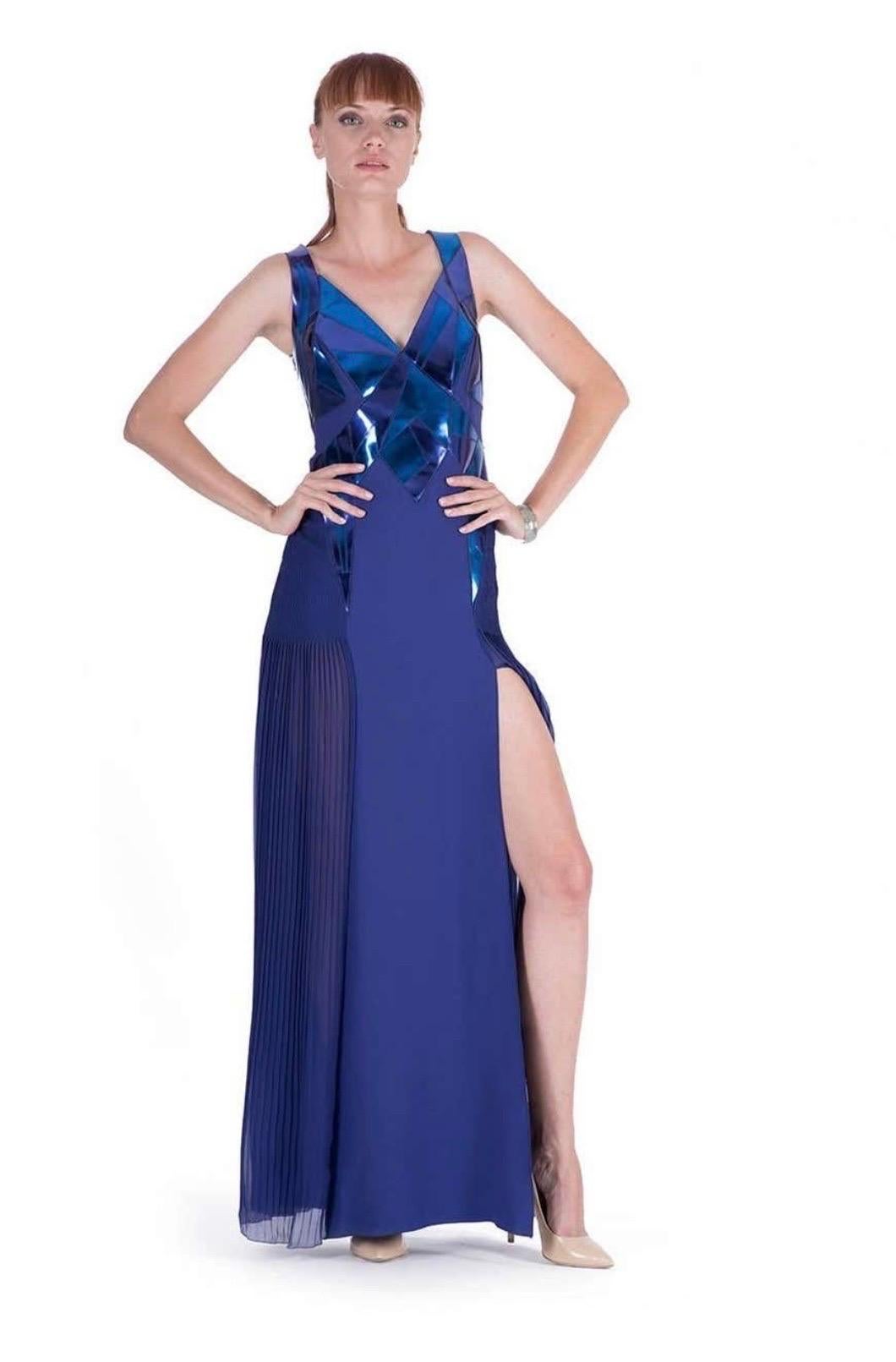 2010 Vintage Versace Abito in seta e pelle ametista In condizioni Nuovo in vendita a Montgomery, TX