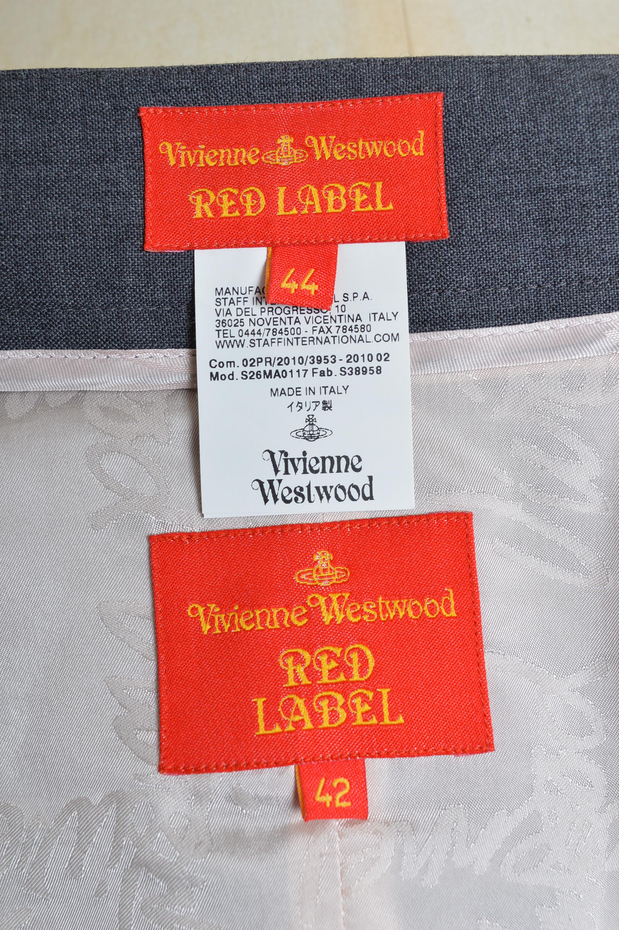 2010 Vivienne Westwood Charcoal grey corset waistcoat Top & Ruched skirt suit For Sale 6