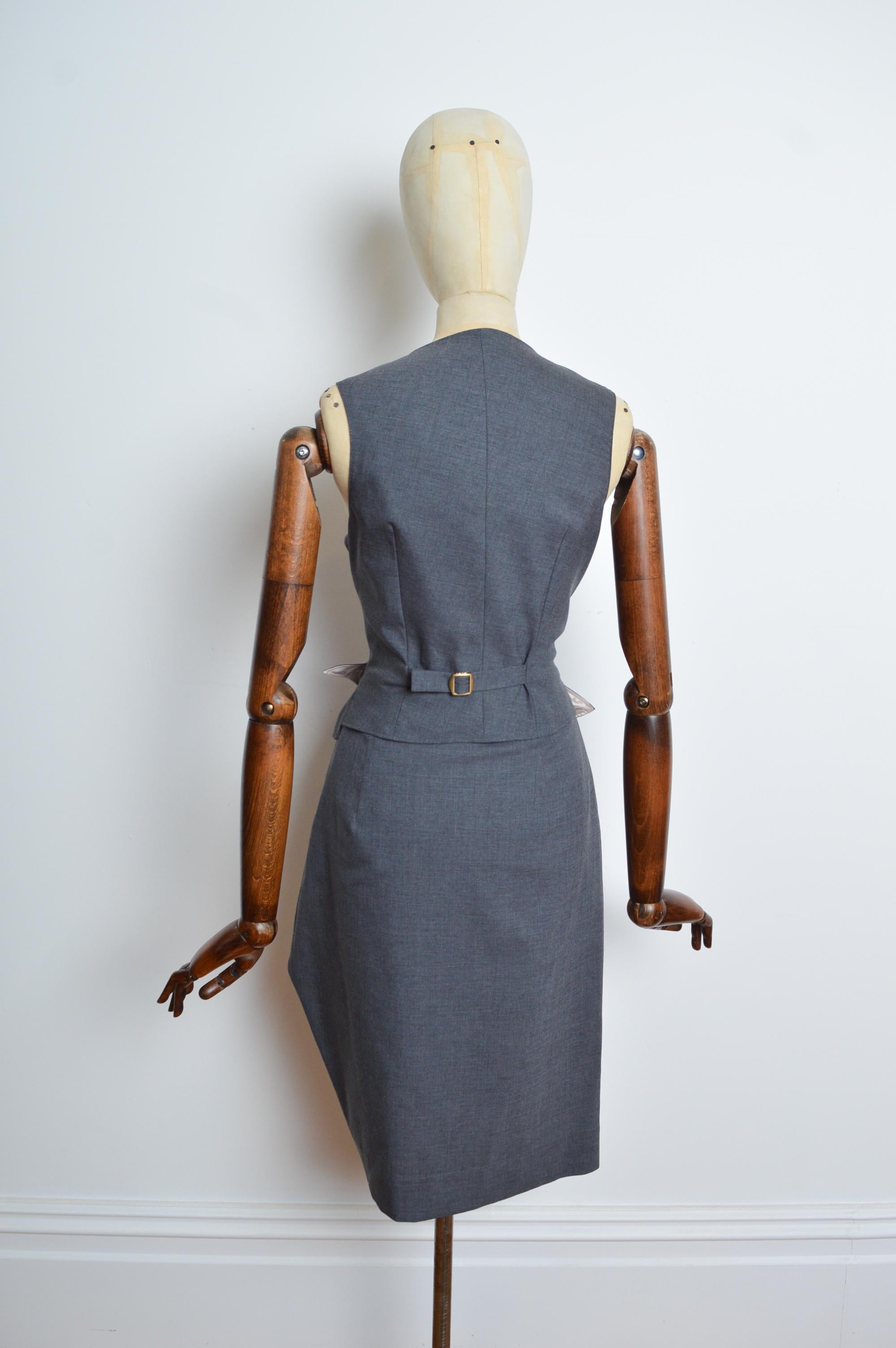 2010 Vivienne Westwood Charcoal grey corset waistcoat Top & Ruched skirt suit For Sale 8